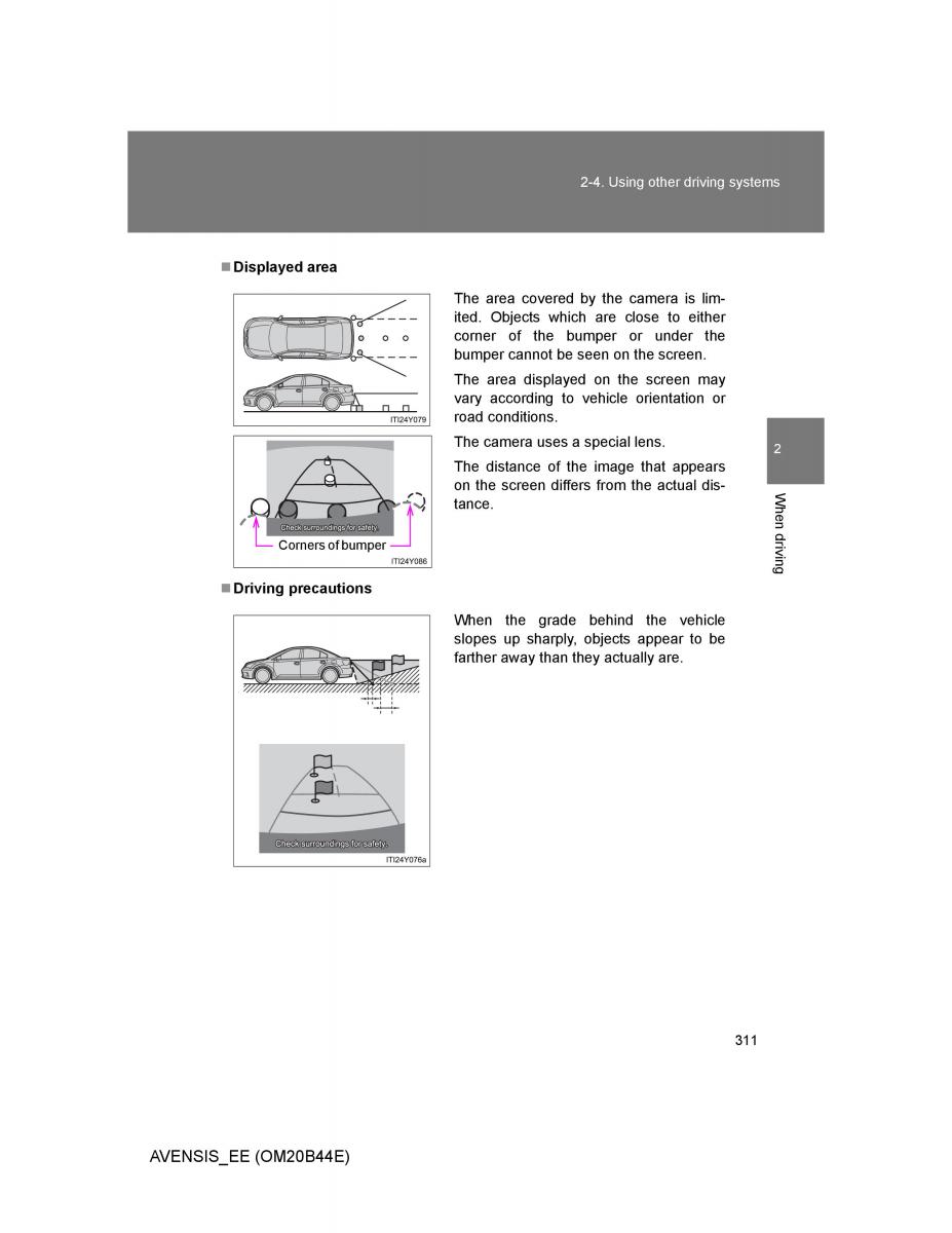 Toyota Avensis III 3 owners manual / page 311