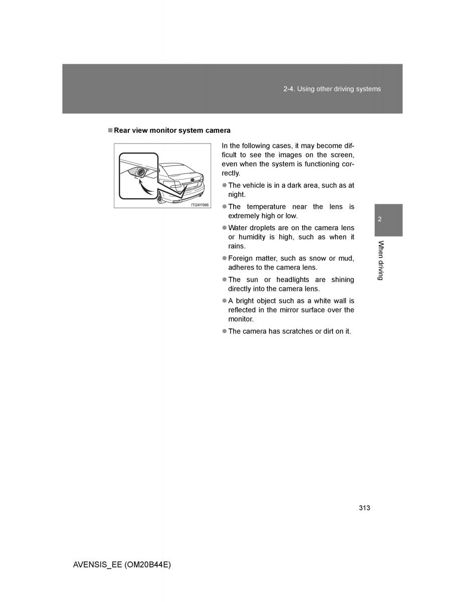 Toyota Avensis III 3 owners manual / page 313