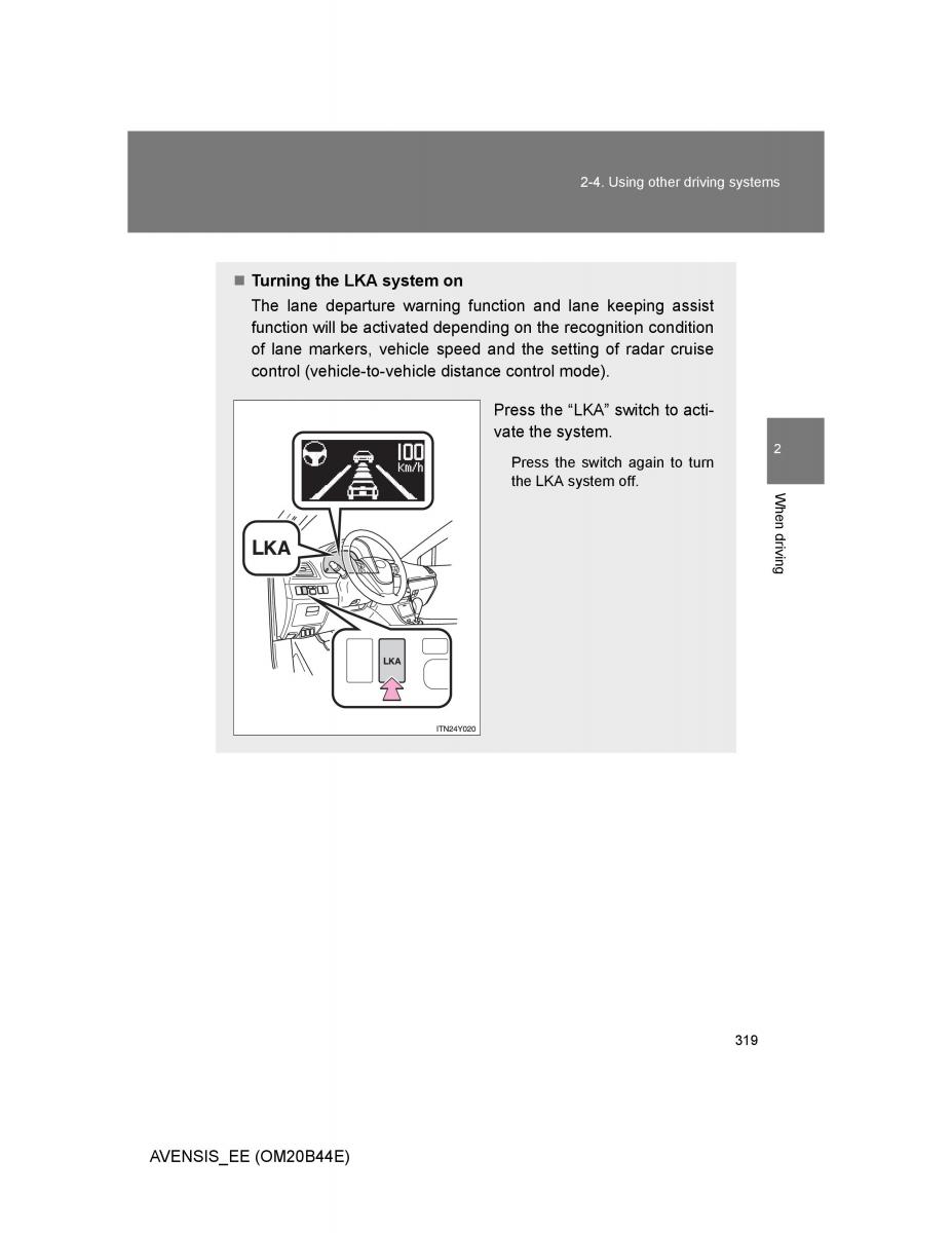 Toyota Avensis III 3 owners manual / page 319