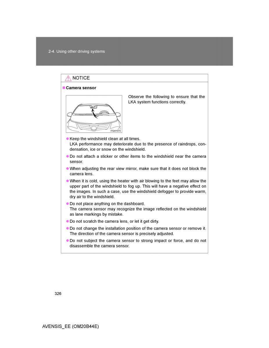 Toyota Avensis III 3 owners manual / page 326