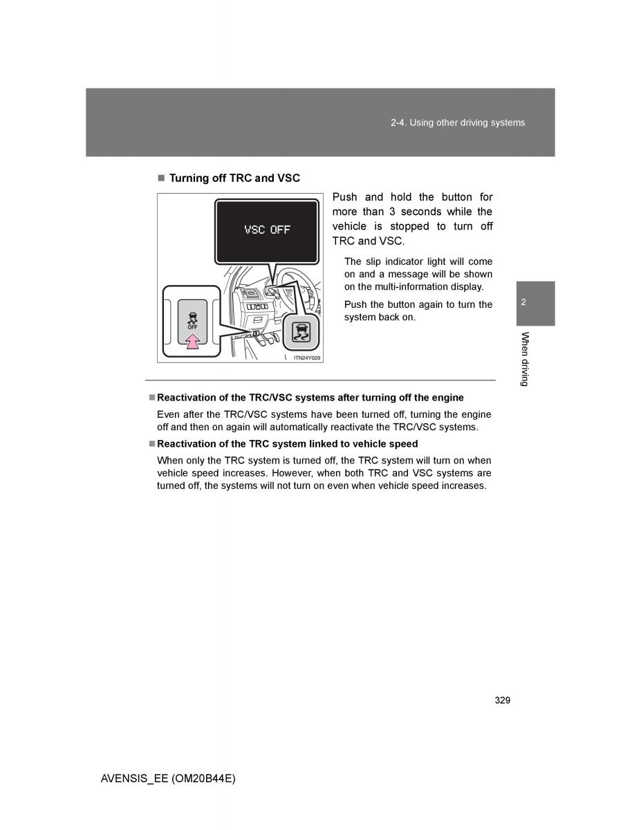 Toyota Avensis III 3 owners manual / page 329