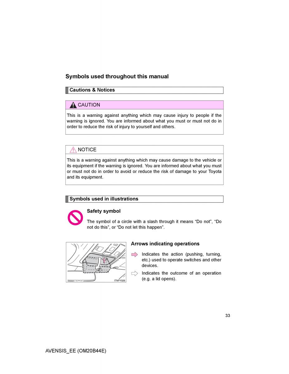 Toyota Avensis III 3 owners manual / page 33