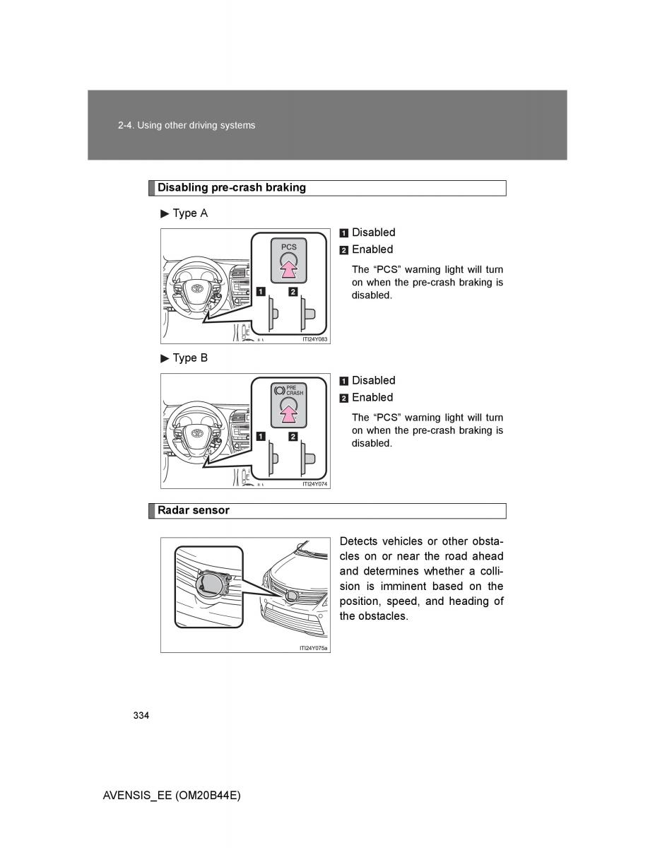 Toyota Avensis III 3 owners manual / page 334