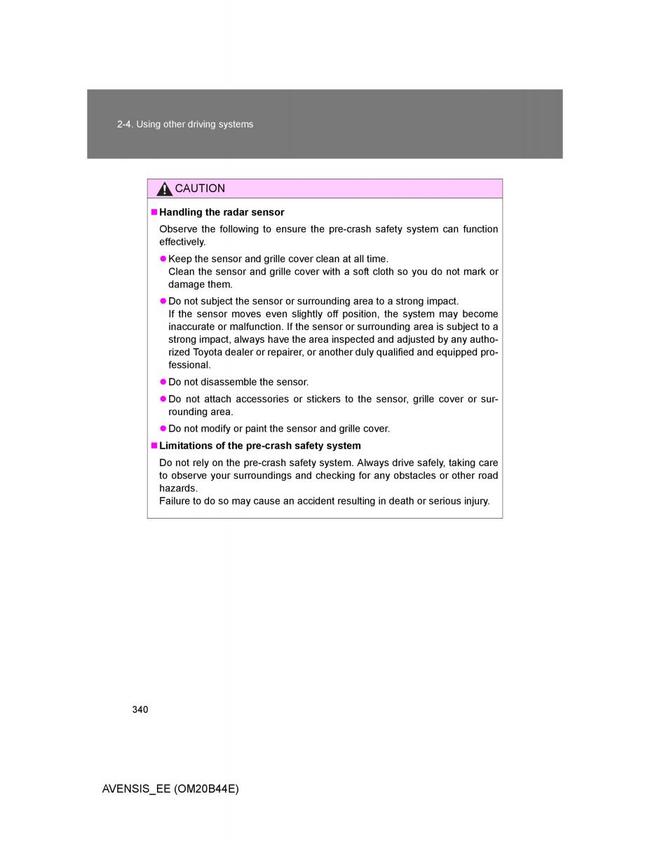 Toyota Avensis III 3 owners manual / page 340