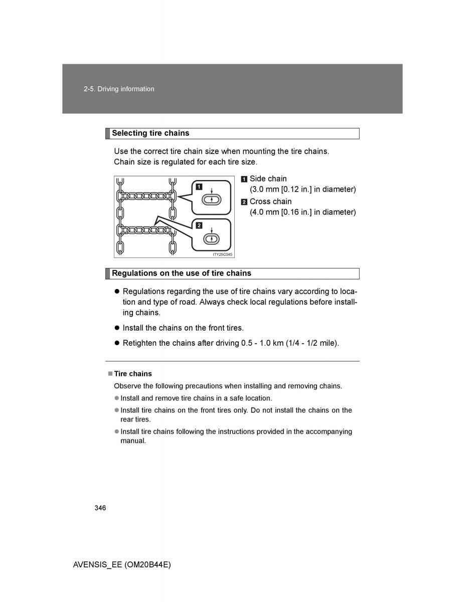 Toyota Avensis III 3 owners manual / page 346