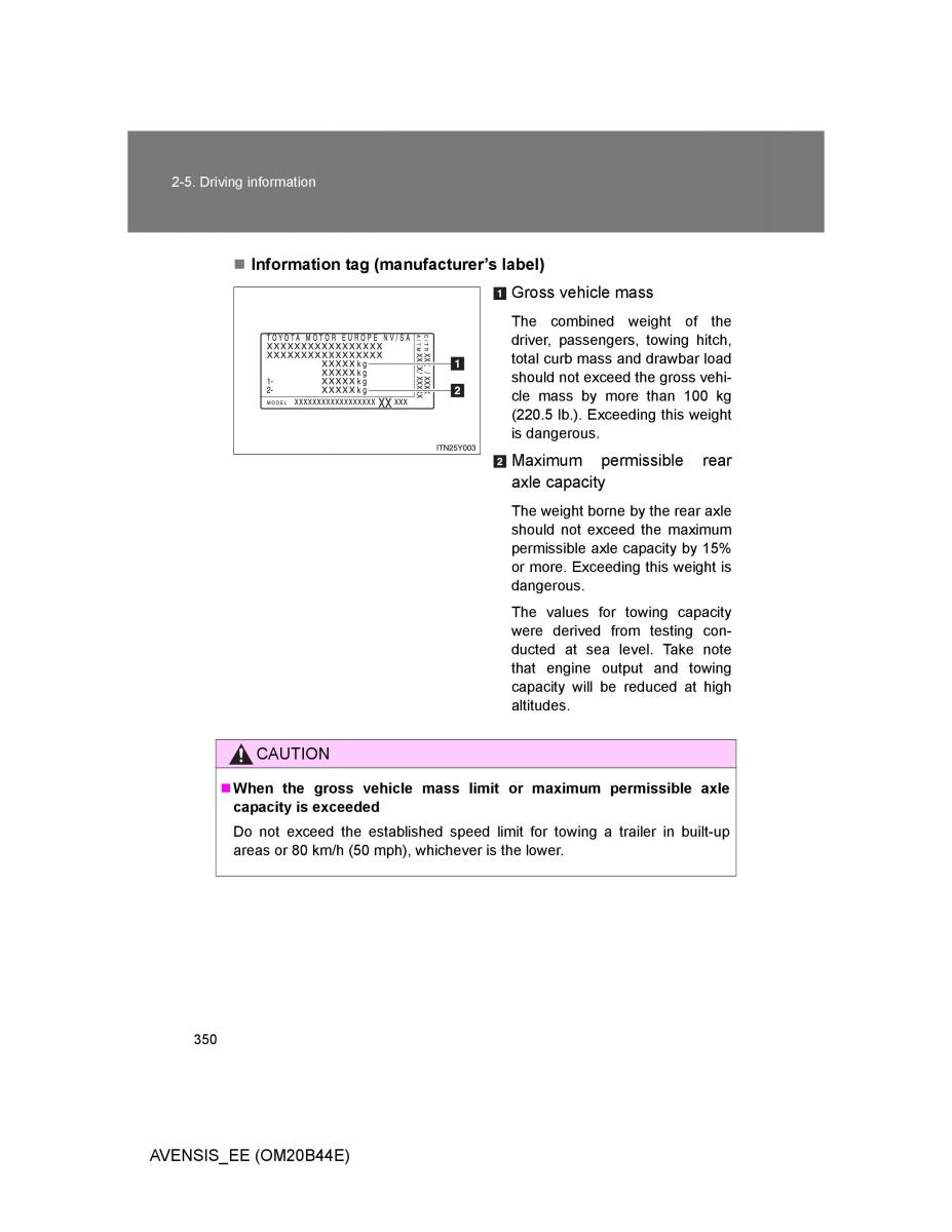 Toyota Avensis III 3 owners manual / page 350