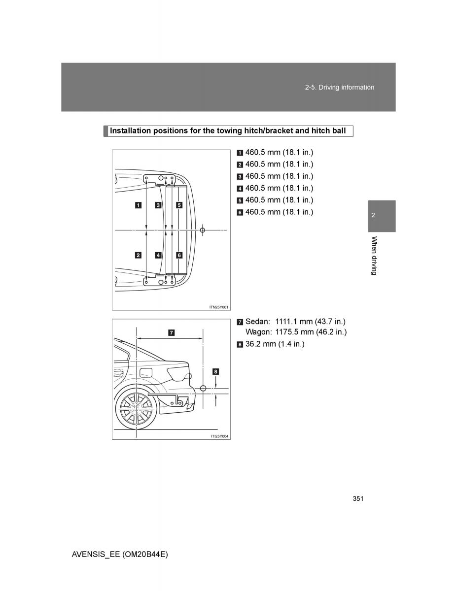 Toyota Avensis III 3 owners manual / page 351