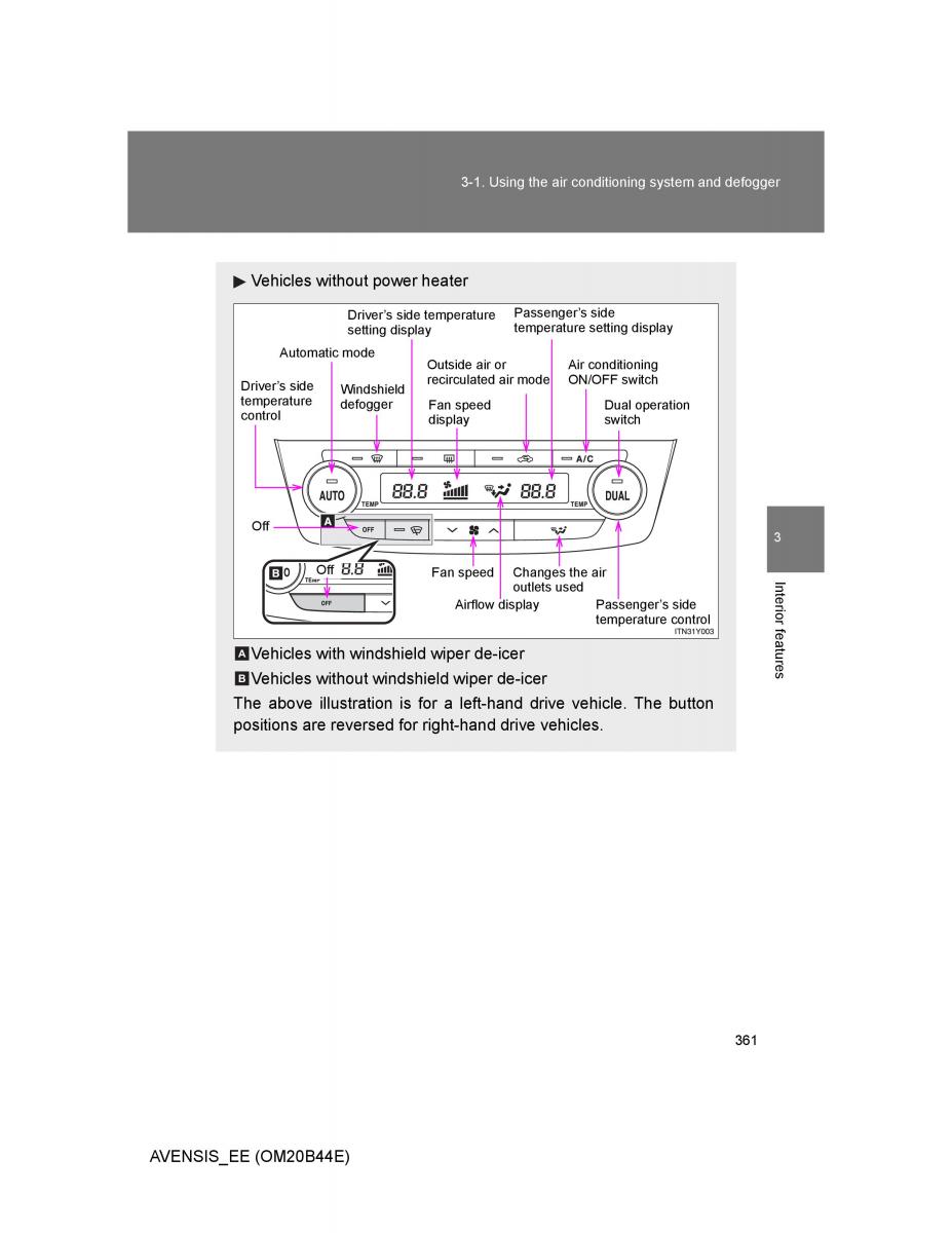 Toyota Avensis III 3 owners manual / page 361