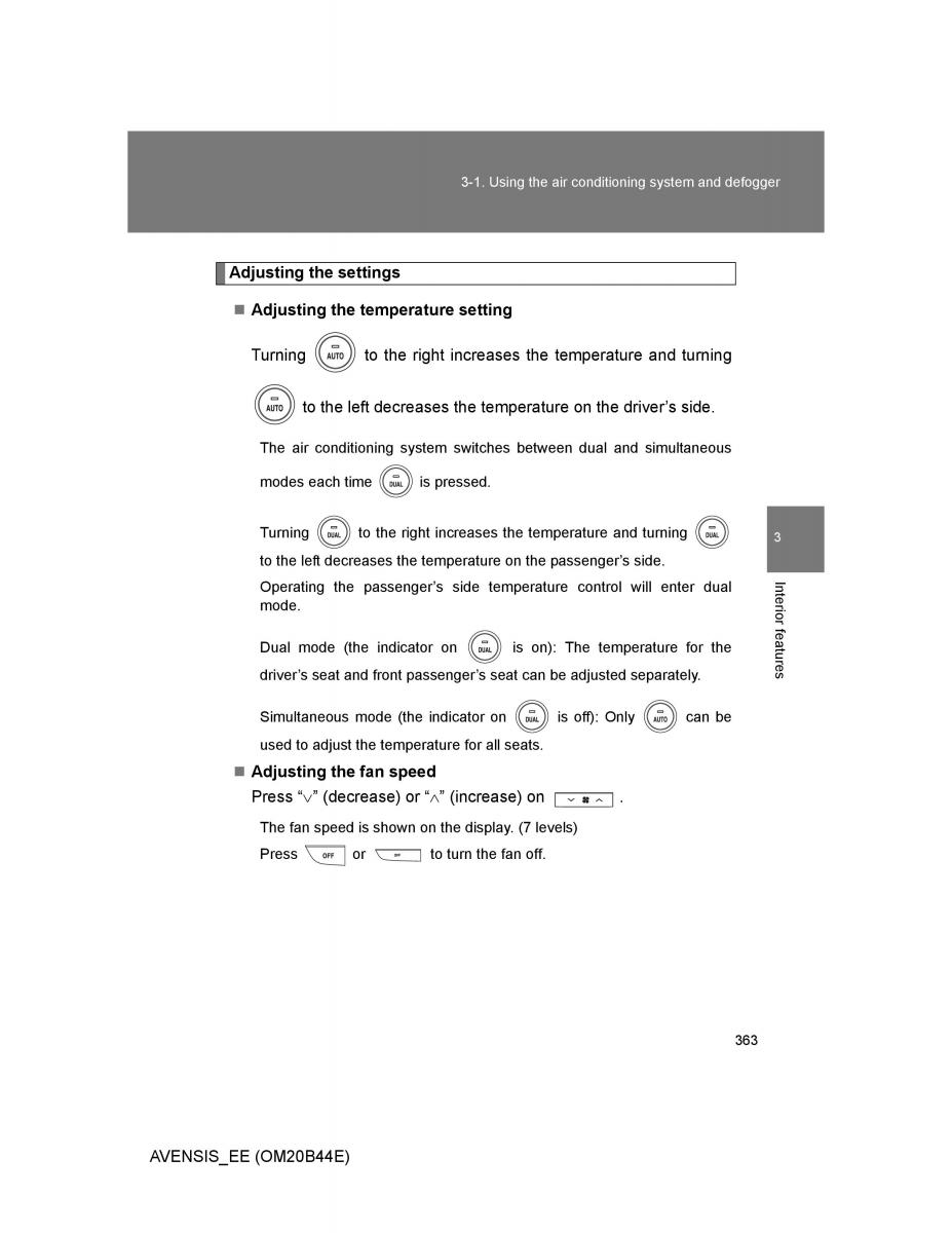 Toyota Avensis III 3 owners manual / page 363