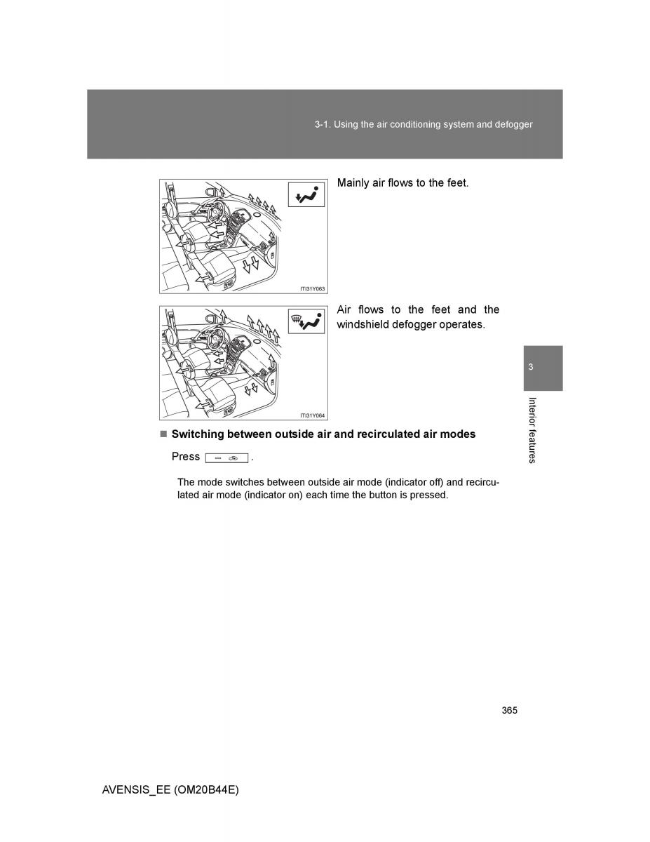 Toyota Avensis III 3 owners manual / page 365