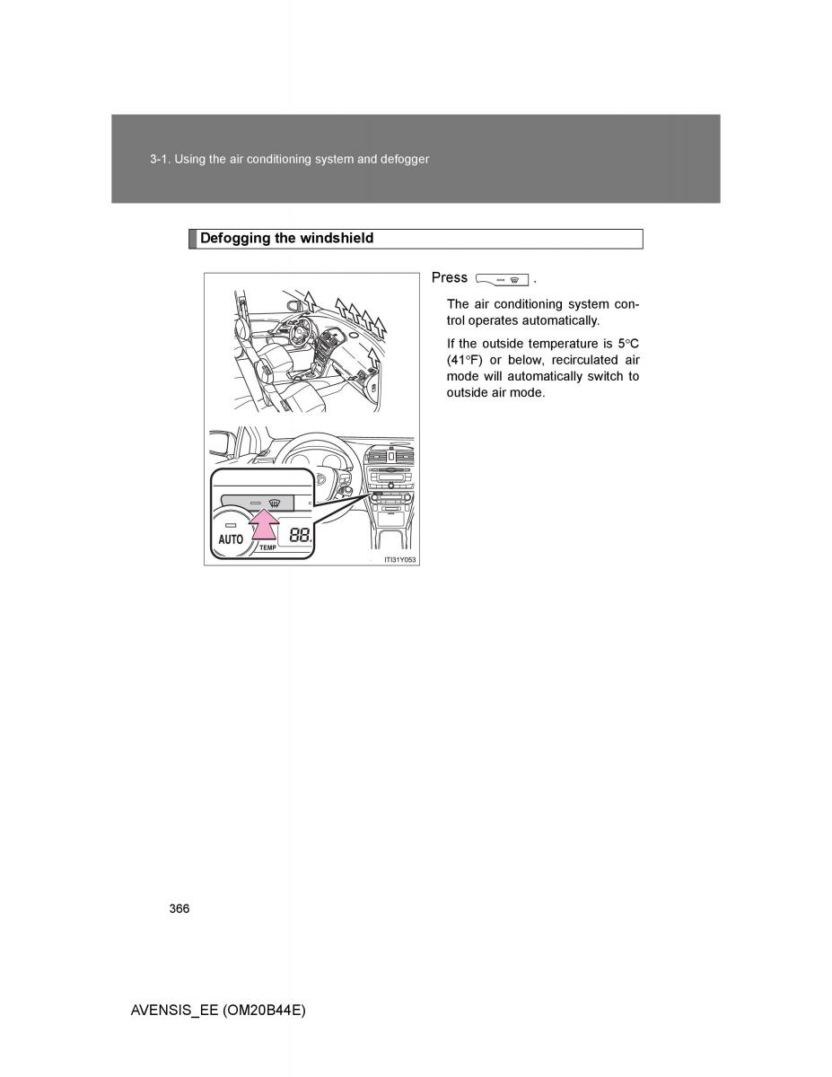 Toyota Avensis III 3 owners manual / page 366