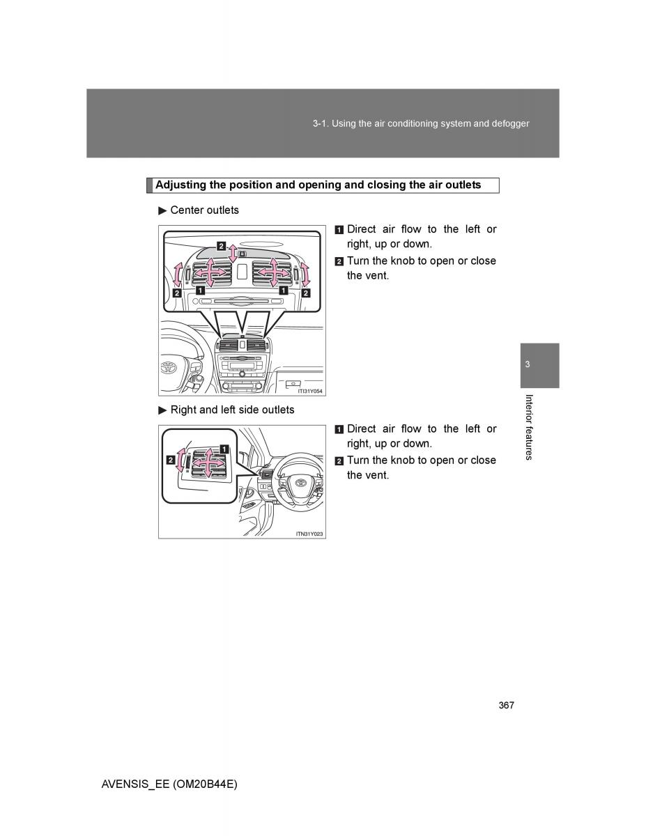 Toyota Avensis III 3 owners manual / page 367