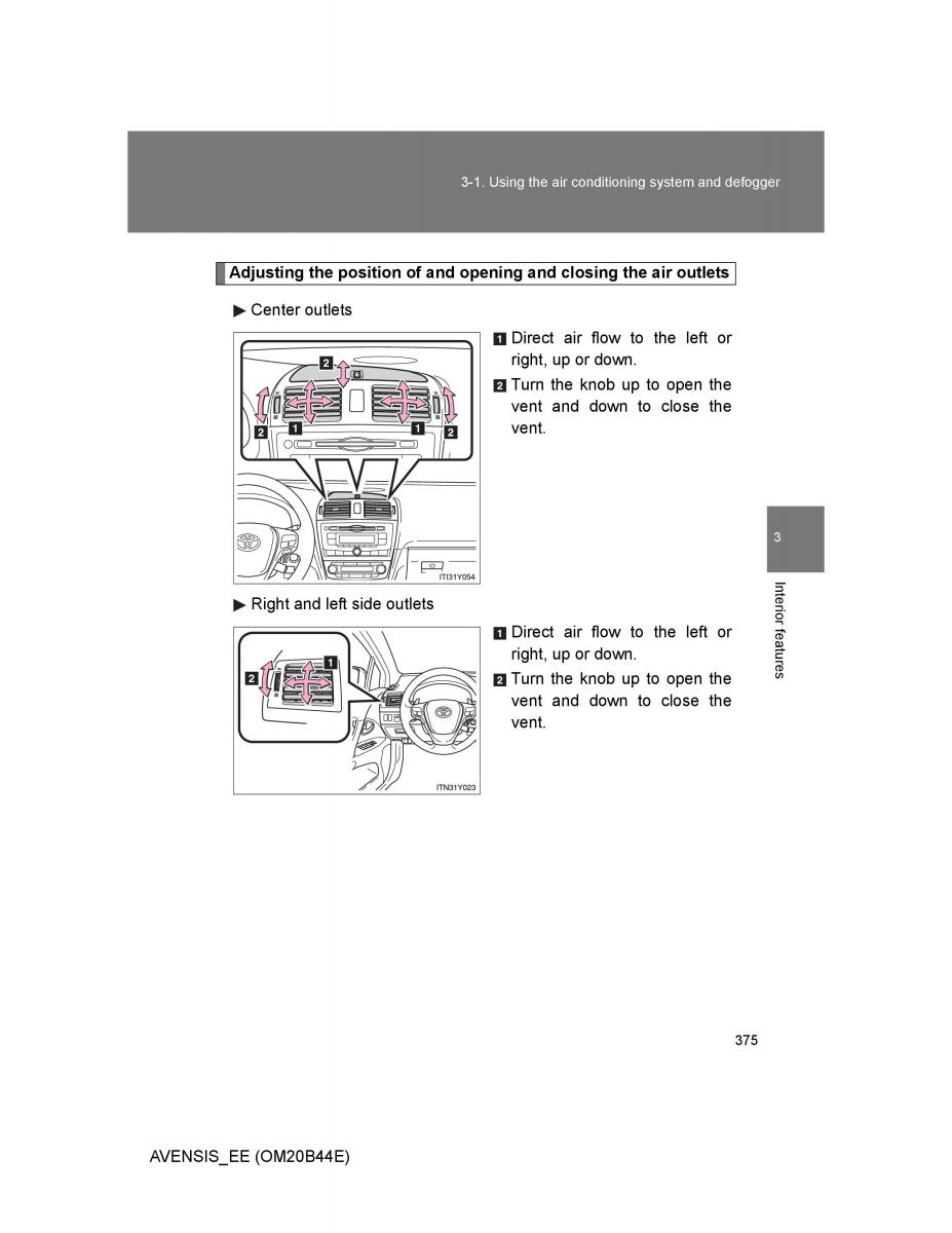 Toyota Avensis III 3 owners manual / page 375