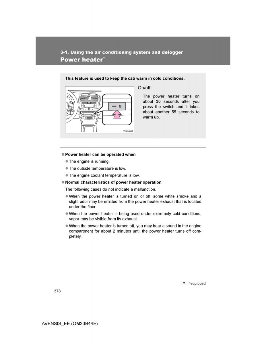 Toyota Avensis III 3 owners manual / page 378