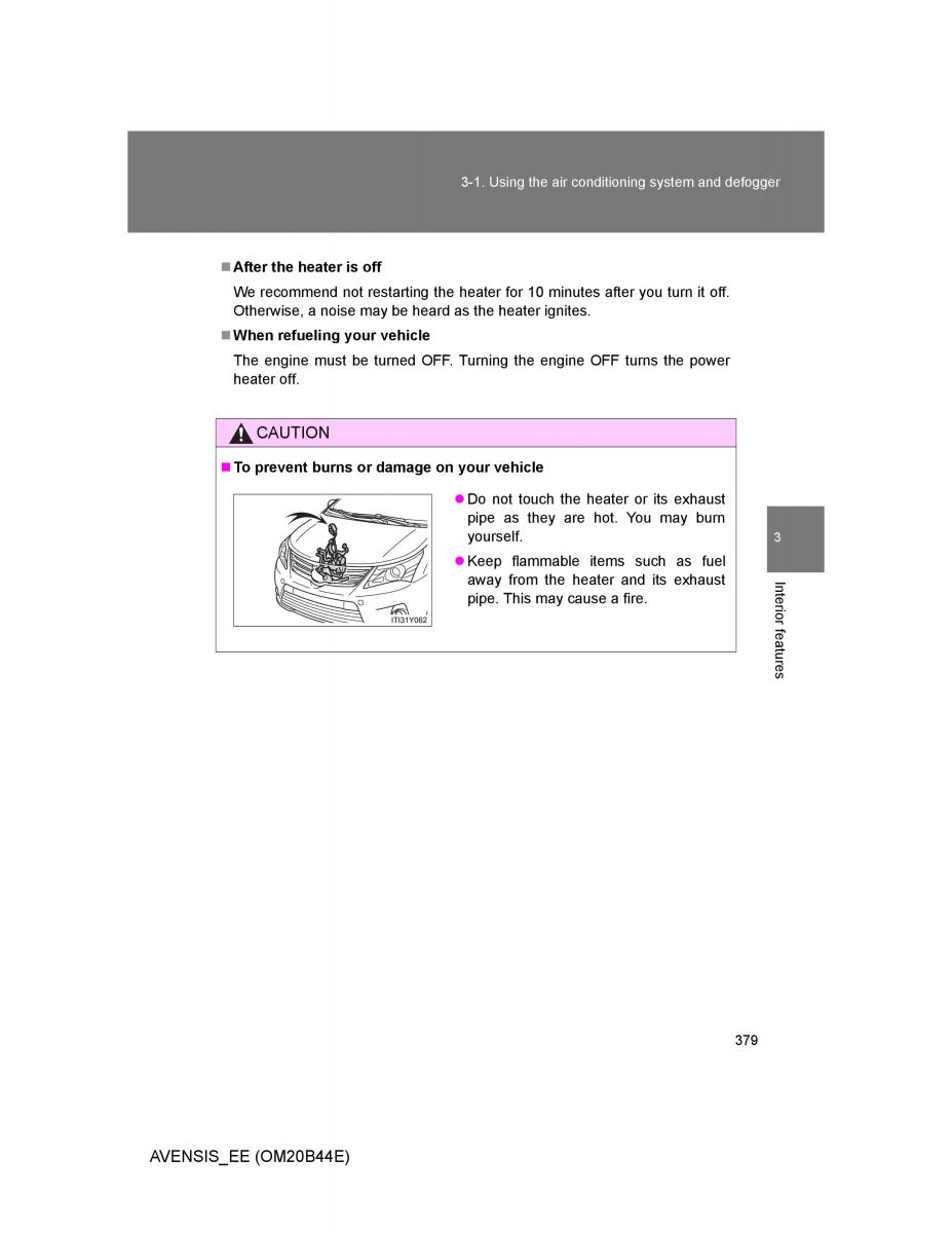 Toyota Avensis III 3 owners manual / page 379