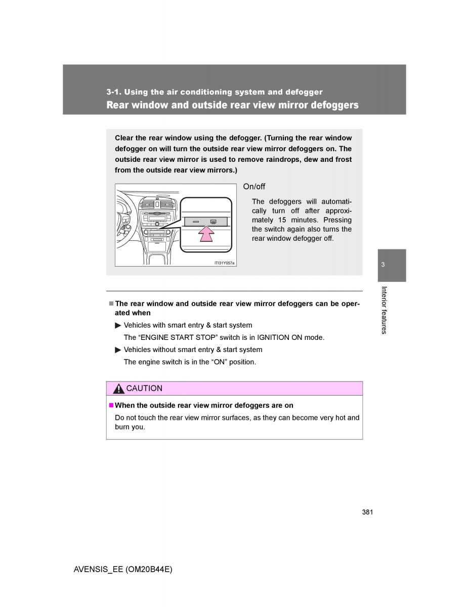 Toyota Avensis III 3 owners manual / page 381