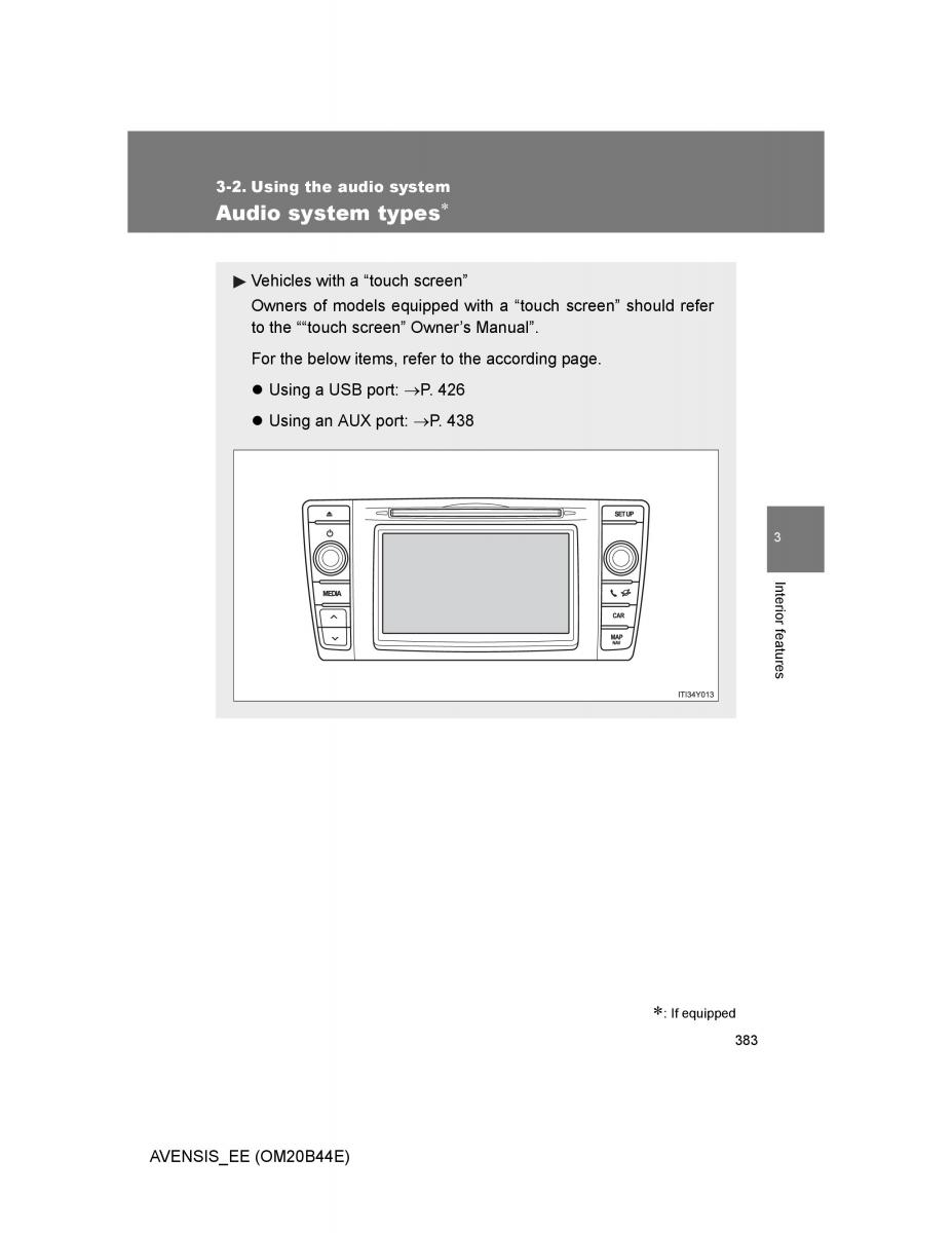 Toyota Avensis III 3 owners manual / page 383