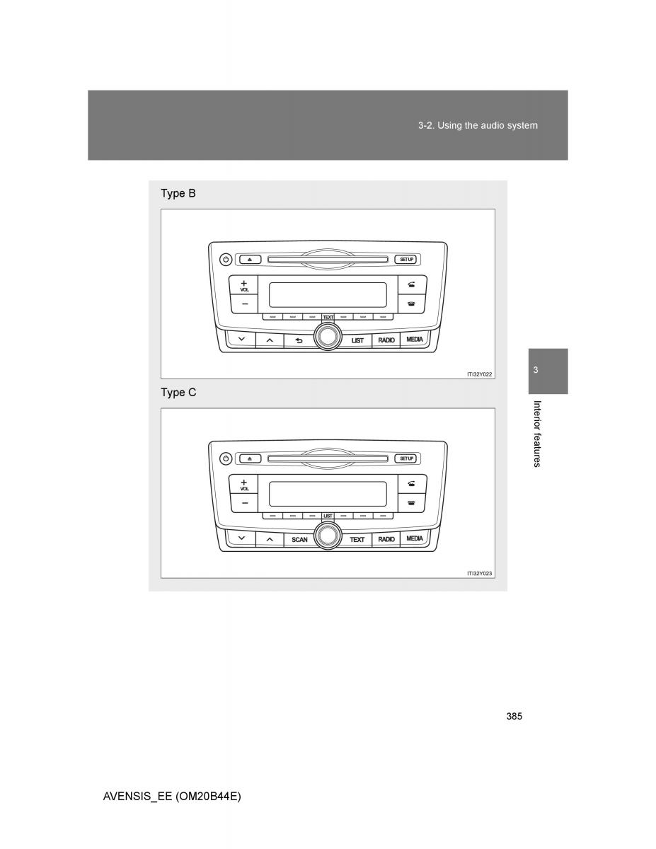 Toyota Avensis III 3 owners manual / page 385