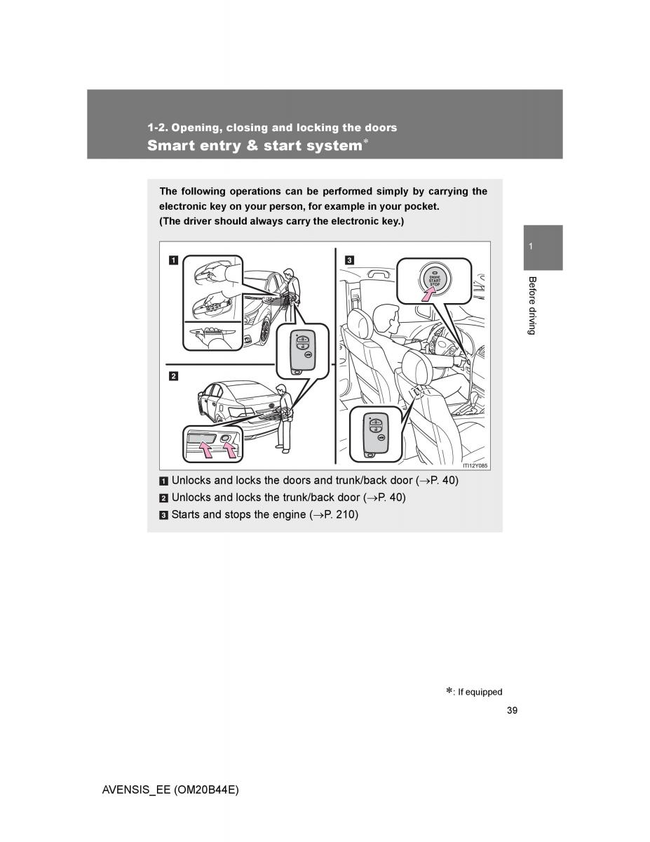 Toyota Avensis III 3 owners manual / page 39