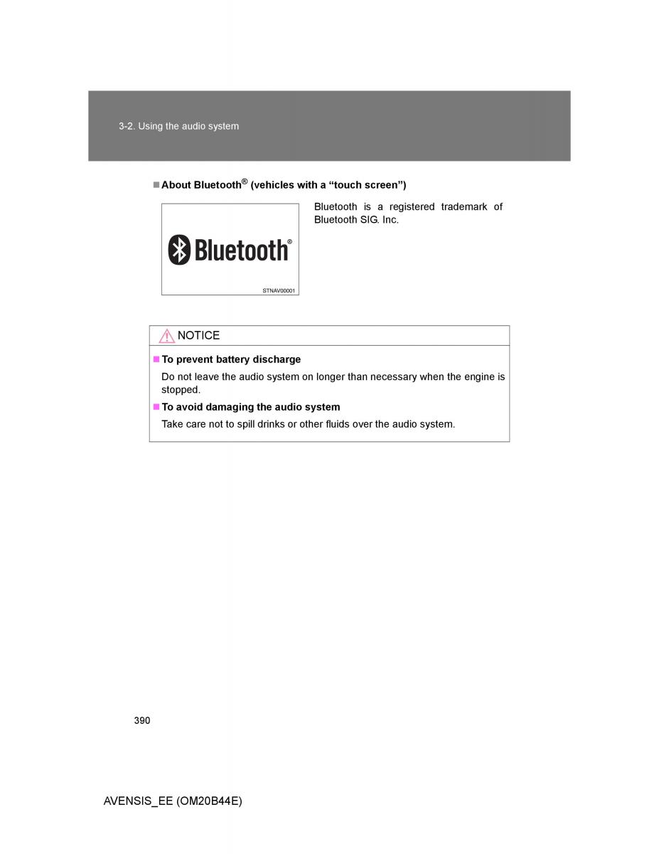Toyota Avensis III 3 owners manual / page 390