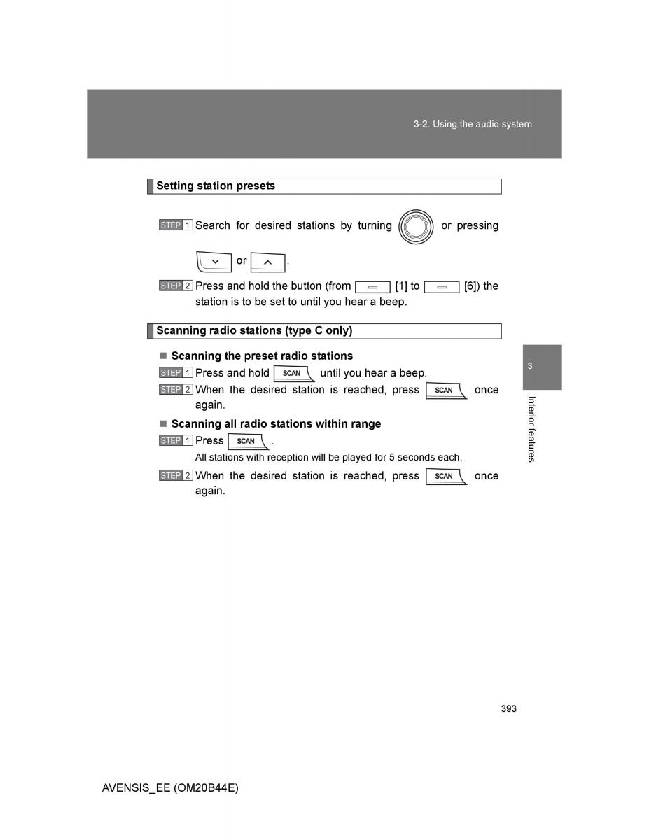 Toyota Avensis III 3 owners manual / page 393