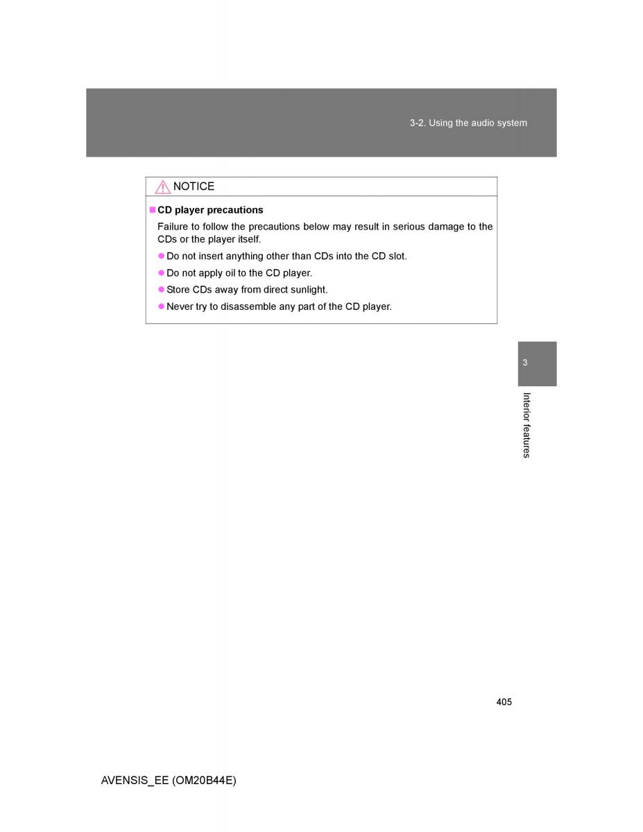 Toyota Avensis III 3 owners manual / page 405