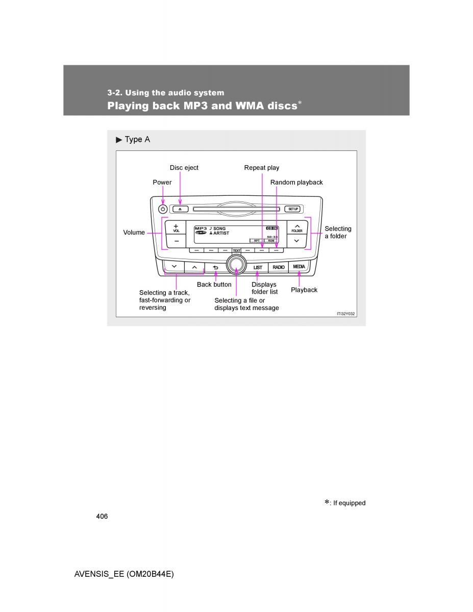 Toyota Avensis III 3 owners manual / page 406