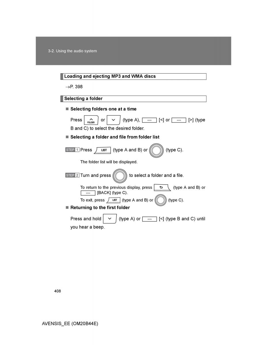 Toyota Avensis III 3 owners manual / page 408