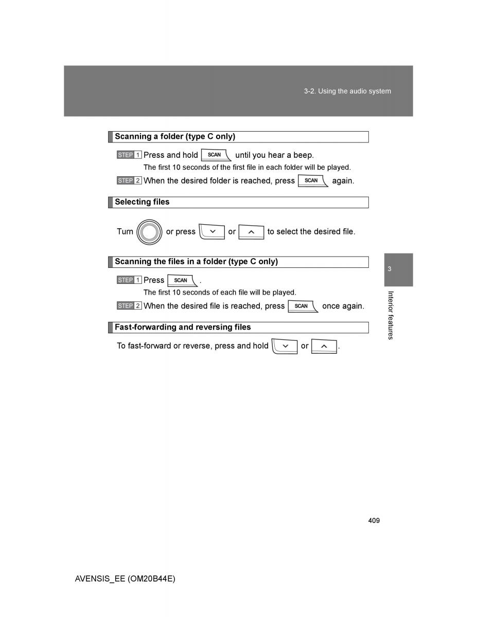 Toyota Avensis III 3 owners manual / page 409