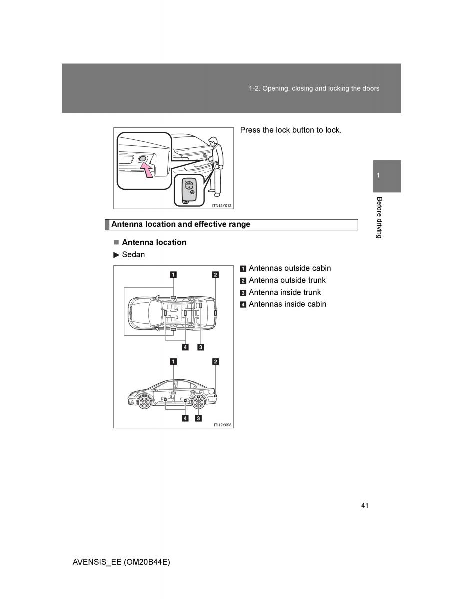 Toyota Avensis III 3 owners manual / page 41