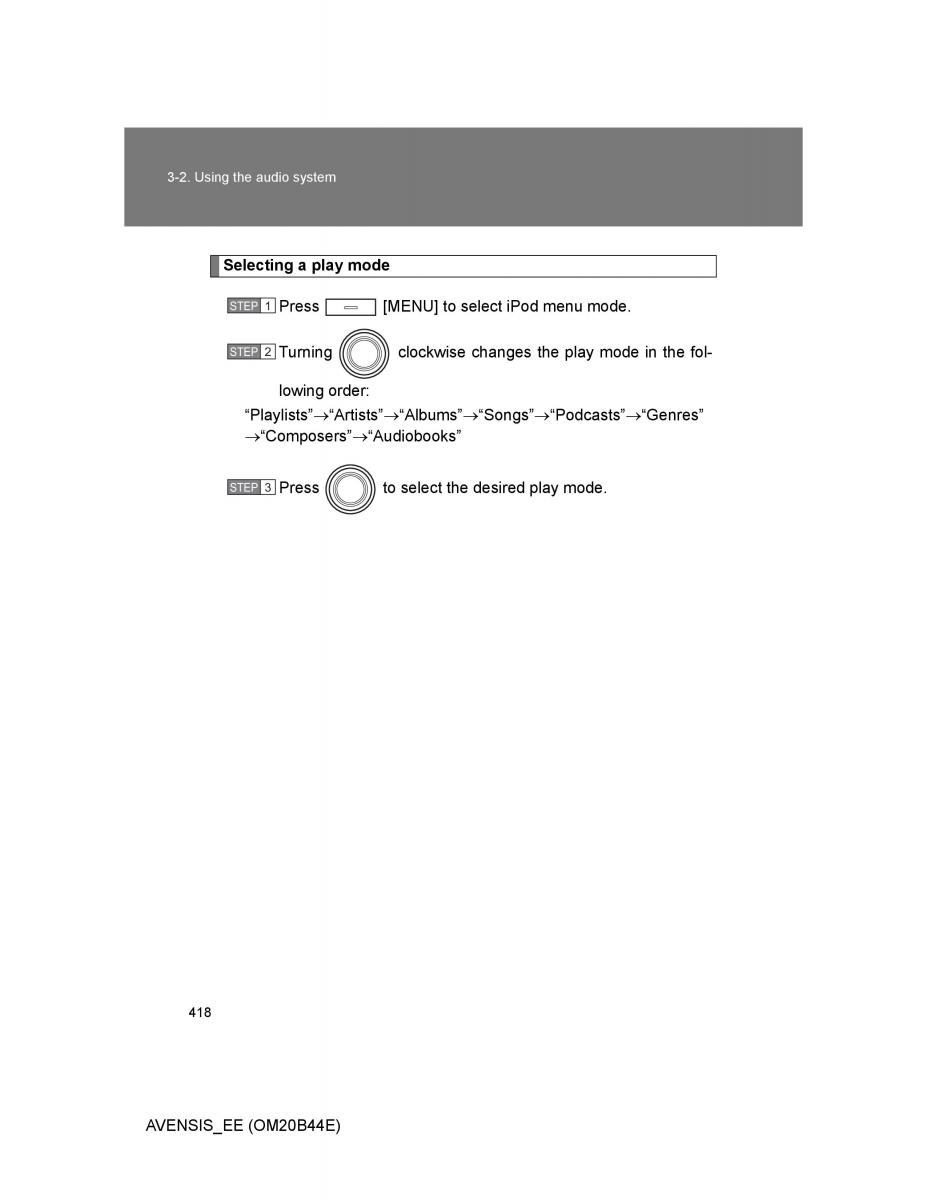 Toyota Avensis III 3 owners manual / page 418