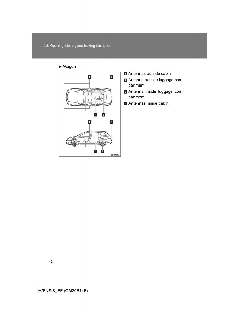 Toyota Avensis III 3 owners manual / page 42