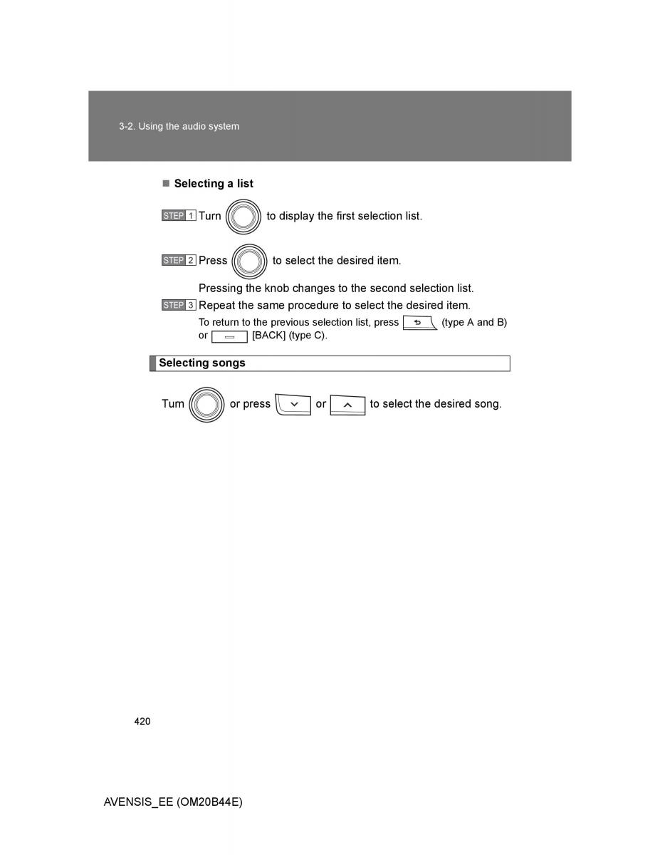 Toyota Avensis III 3 owners manual / page 420