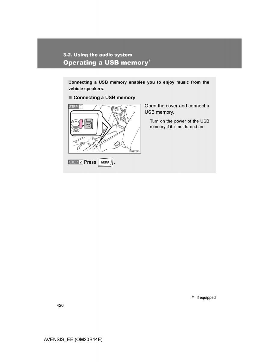 Toyota Avensis III 3 owners manual / page 426