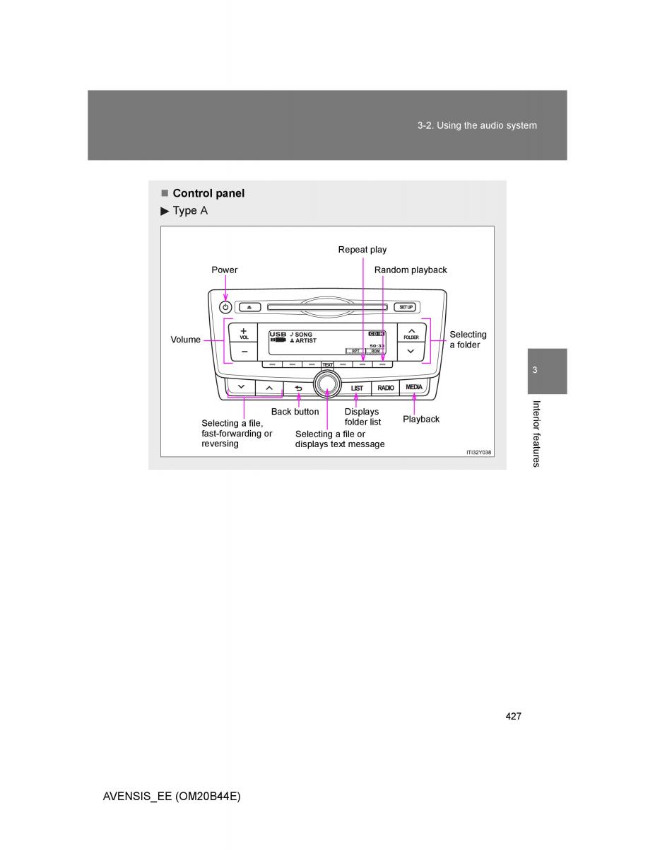 Toyota Avensis III 3 owners manual / page 427