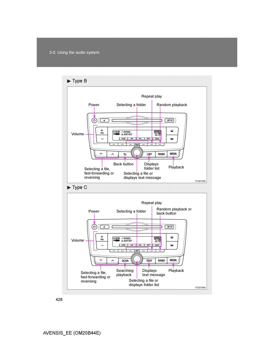 Toyota Avensis III 3 owners manual / page 428