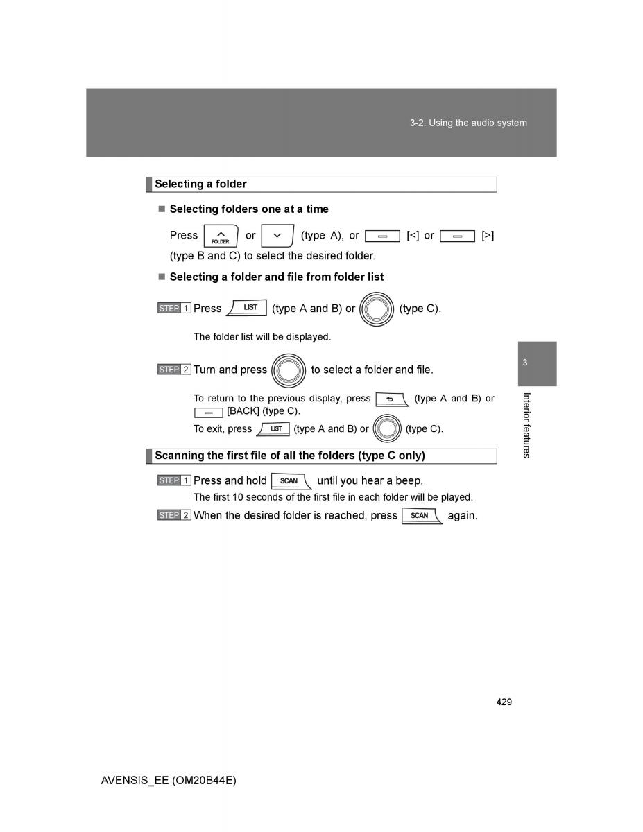 Toyota Avensis III 3 owners manual / page 429