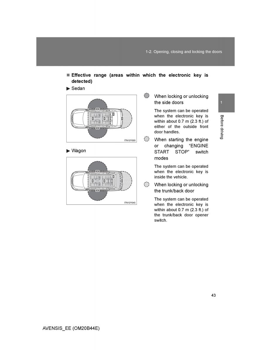 Toyota Avensis III 3 owners manual / page 43