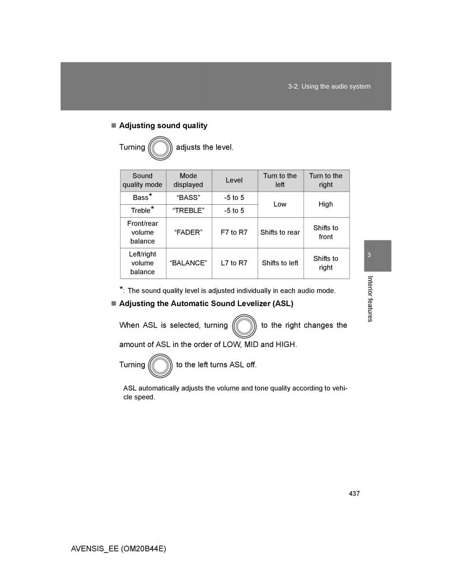 Toyota Avensis III 3 owners manual / page 437