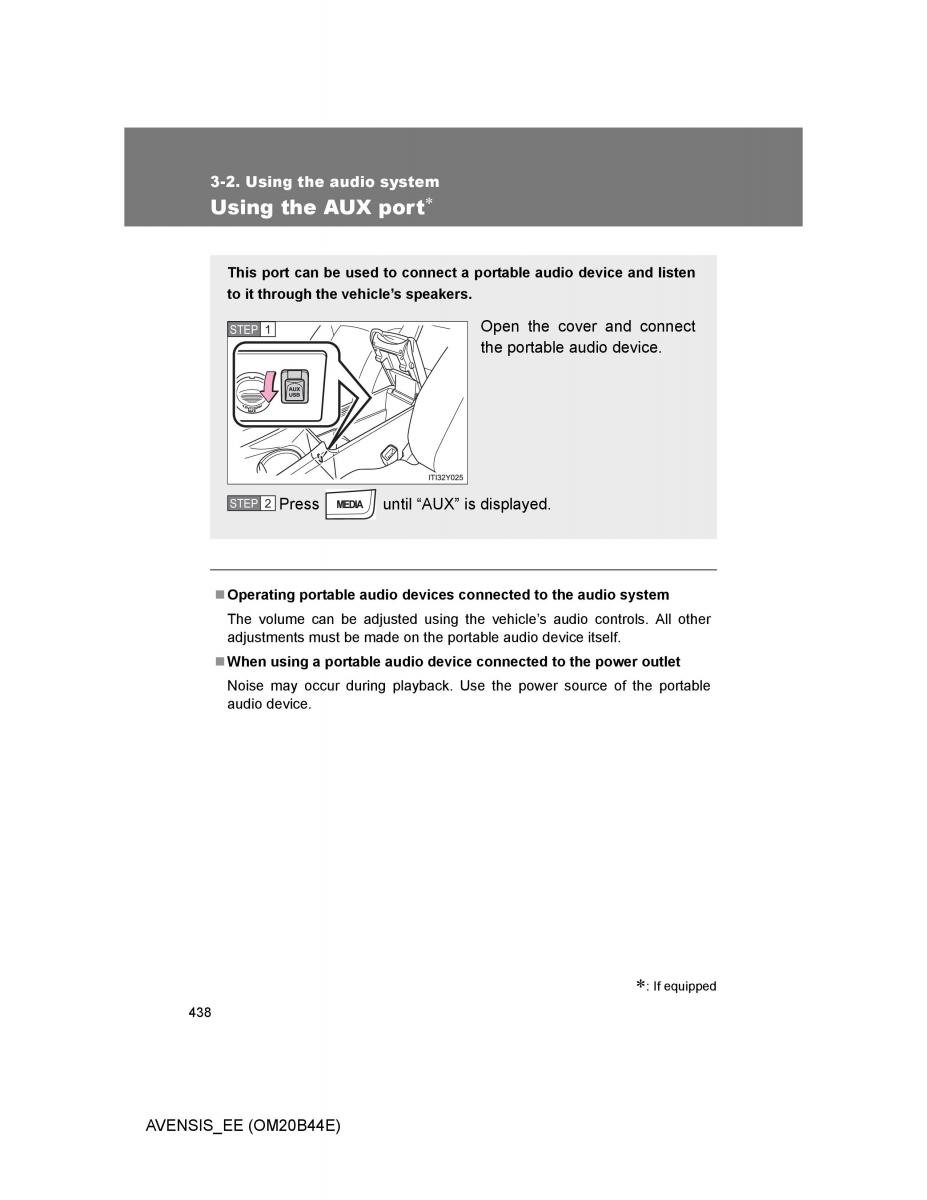 Toyota Avensis III 3 owners manual / page 438