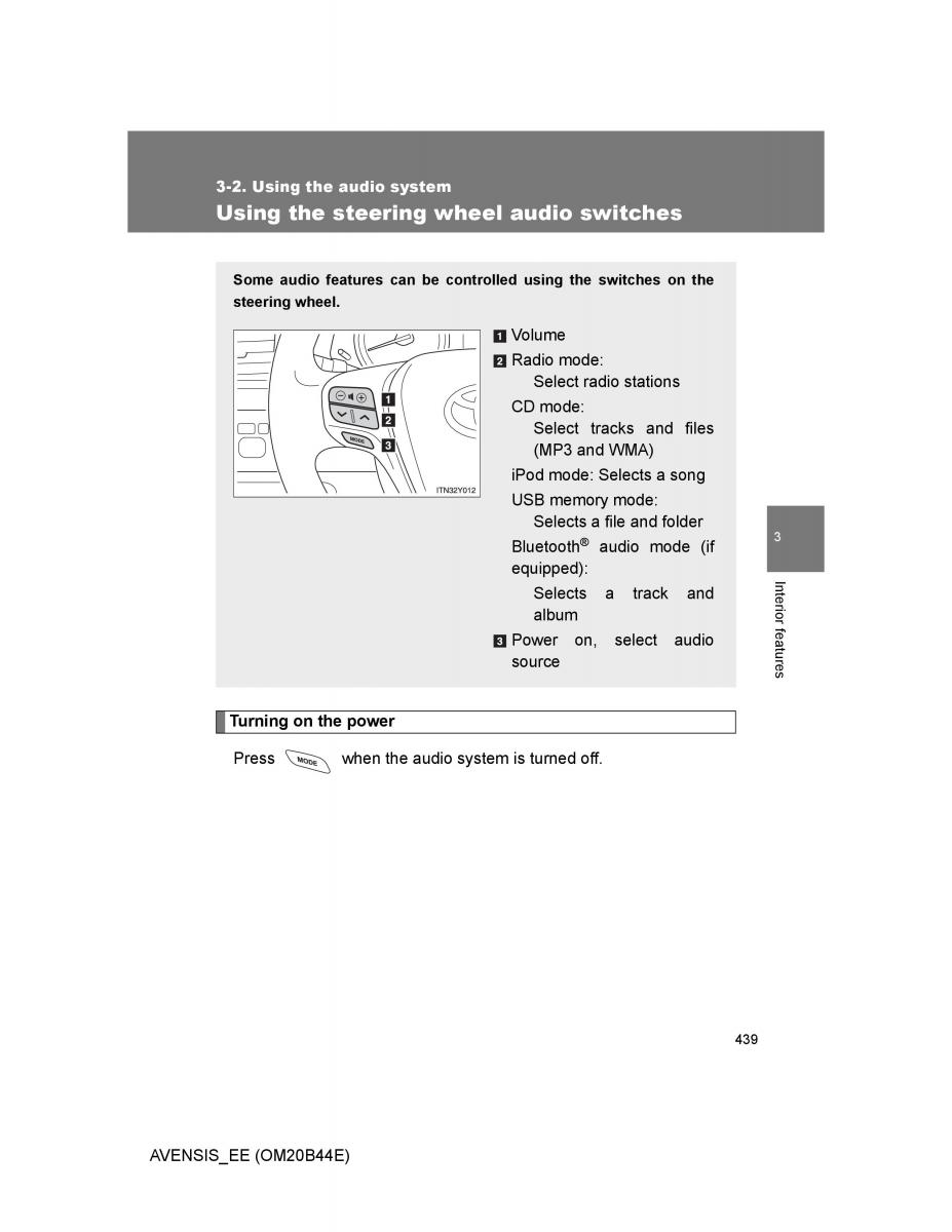 Toyota Avensis III 3 owners manual / page 439