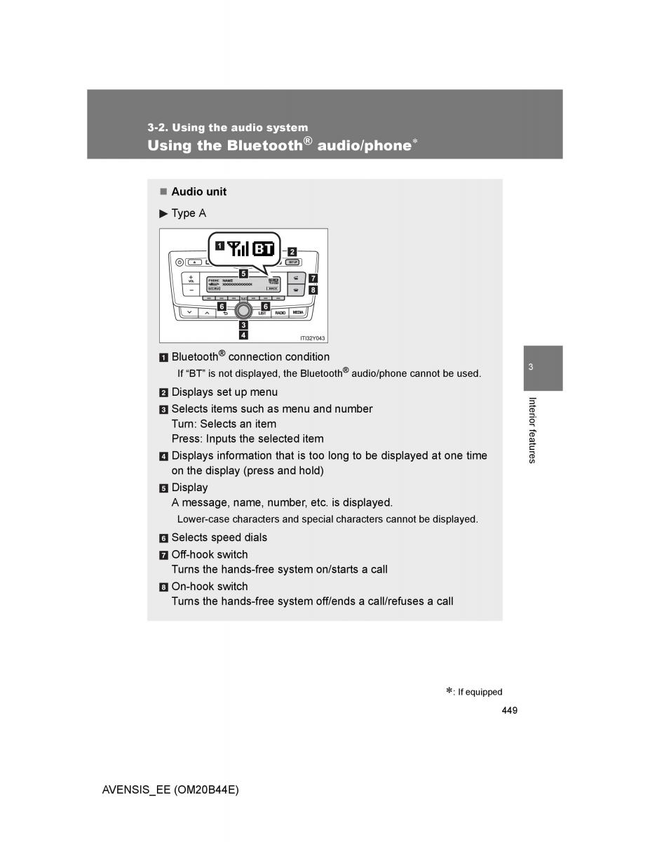 Toyota Avensis III 3 owners manual / page 449