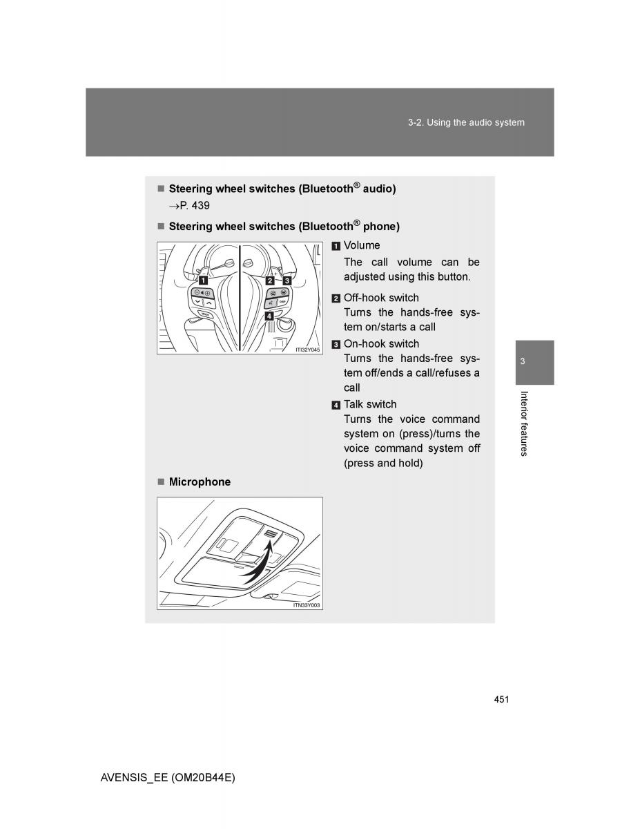 Toyota Avensis III 3 owners manual / page 451