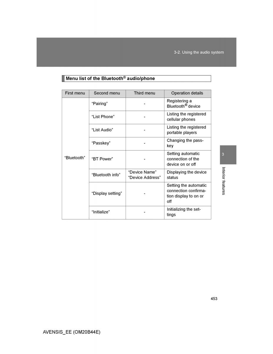 Toyota Avensis III 3 owners manual / page 453