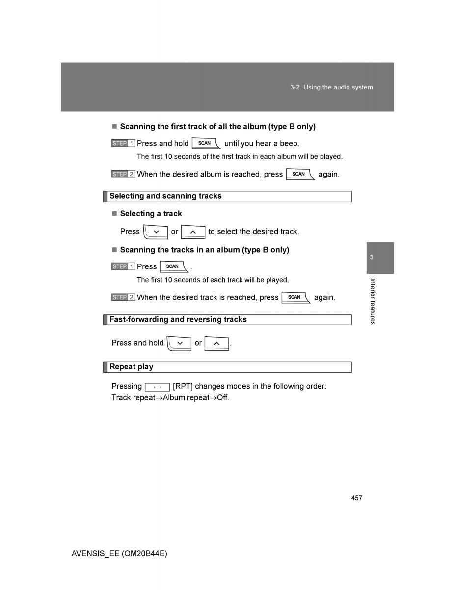 Toyota Avensis III 3 owners manual / page 457