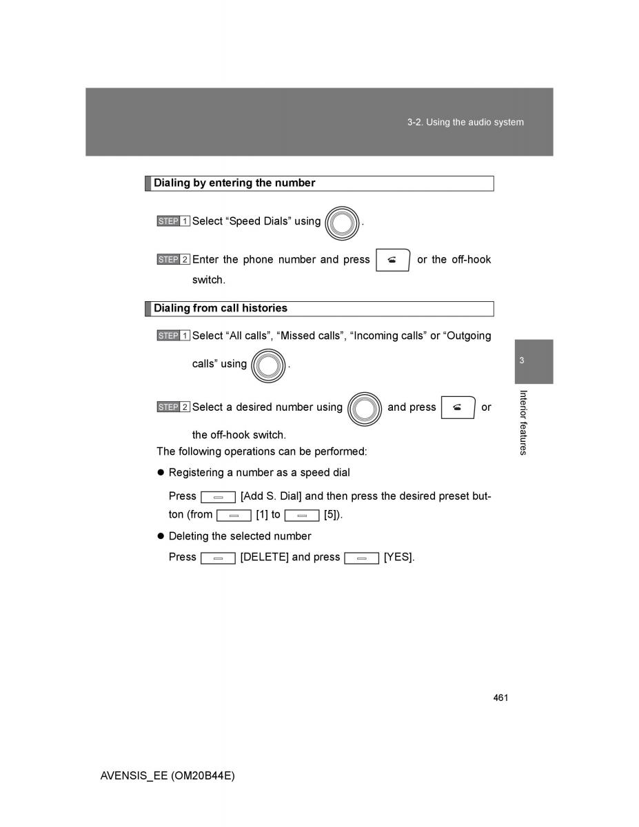 Toyota Avensis III 3 owners manual / page 461