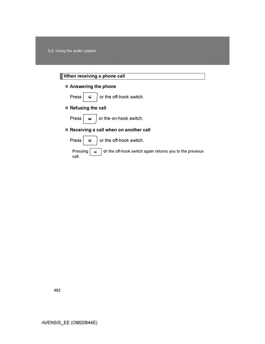 Toyota Avensis III 3 owners manual / page 462