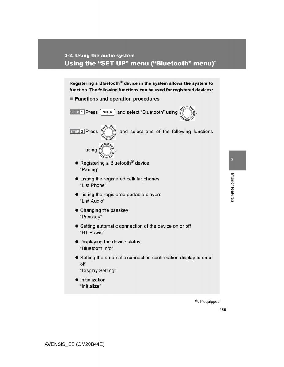 Toyota Avensis III 3 owners manual / page 465