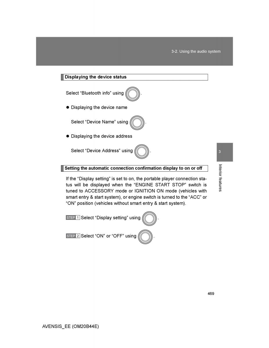 Toyota Avensis III 3 owners manual / page 469