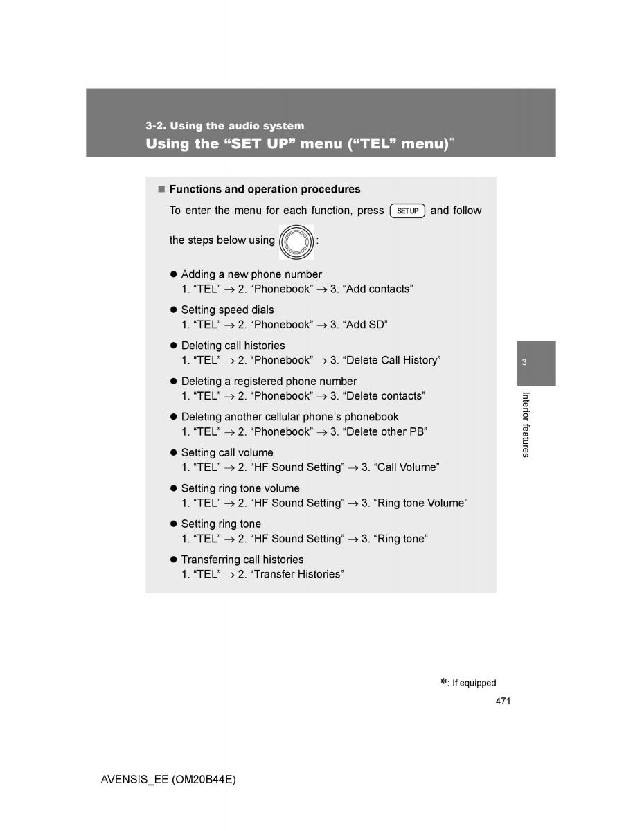 Toyota Avensis III 3 owners manual / page 471